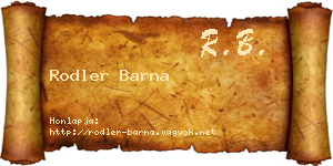 Rodler Barna névjegykártya
